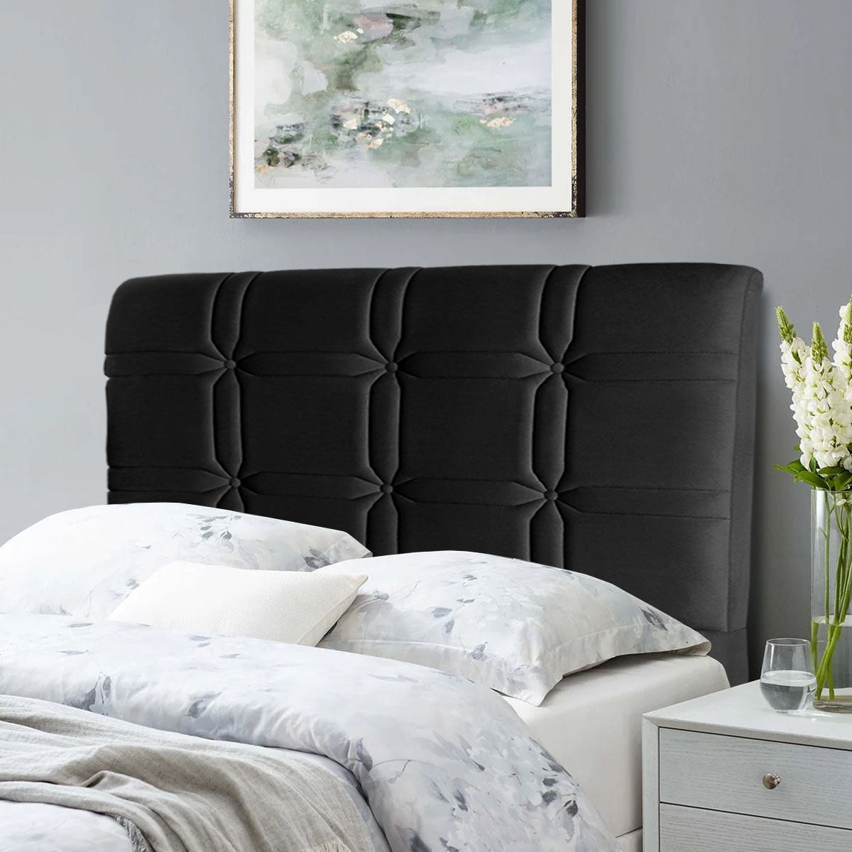 Cabeceira Cama Box Solteiro 90cm Suede Velut Preto