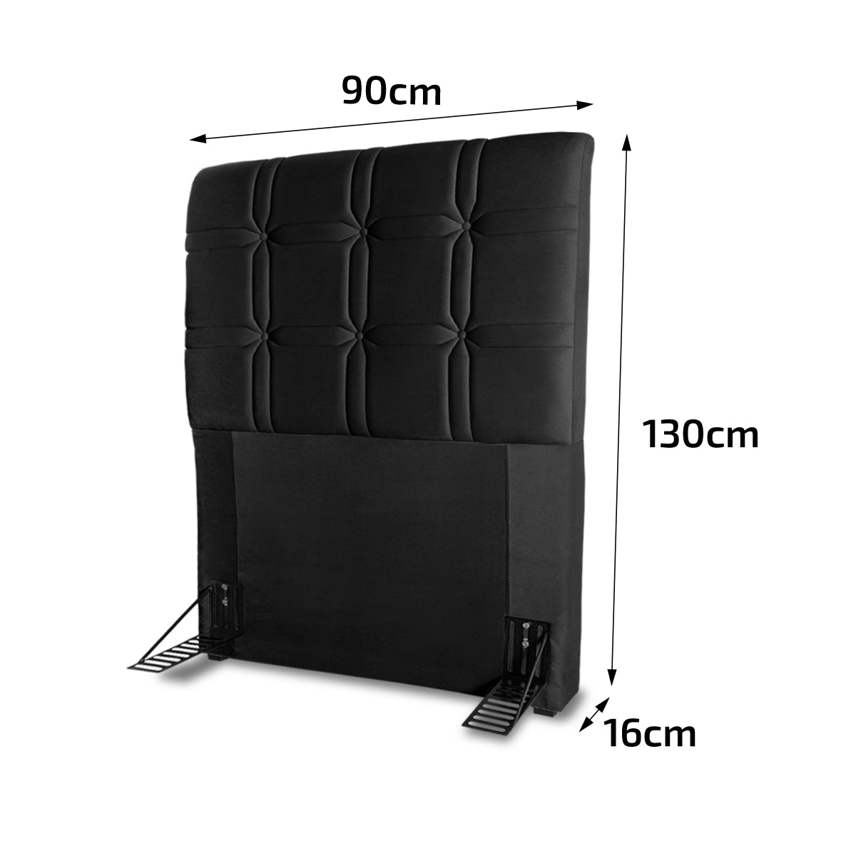 Cabeceira Cama Box Solteiro 90cm Suede Velut Preto