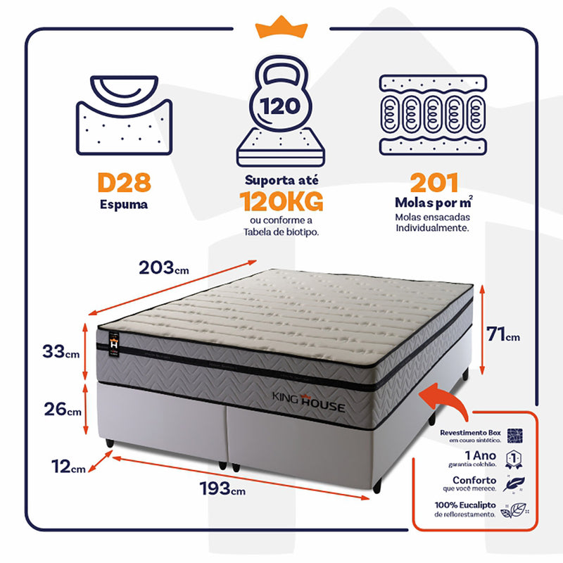 Cama Box Preston Molas Ensacadas King 193x203 King House