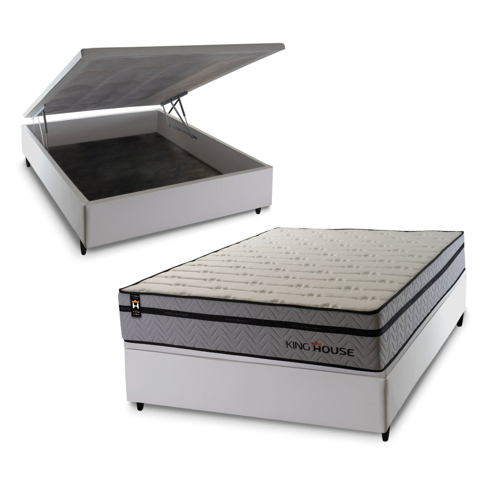 Cama Box Baú Preston 138x188 c/ Molas Ensacadas King House