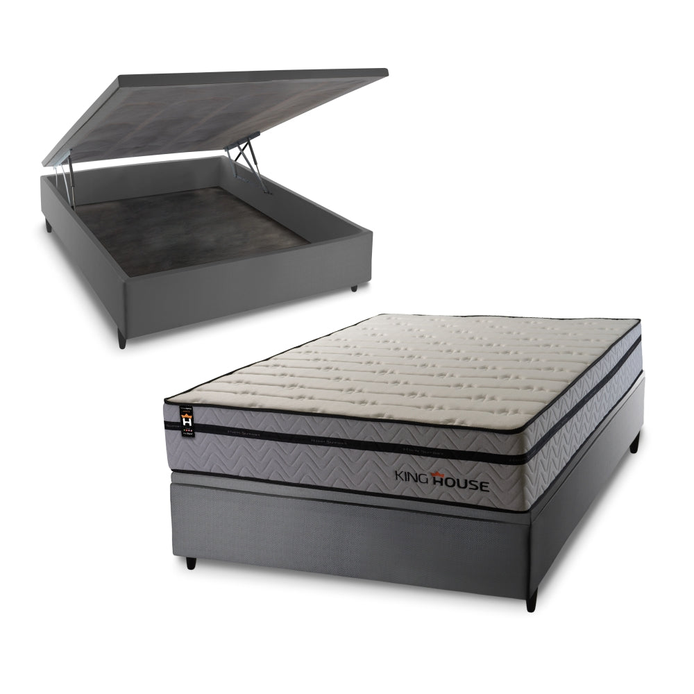 Cama Box Baú Preston 138x188 c/ Molas Ensacadas King House