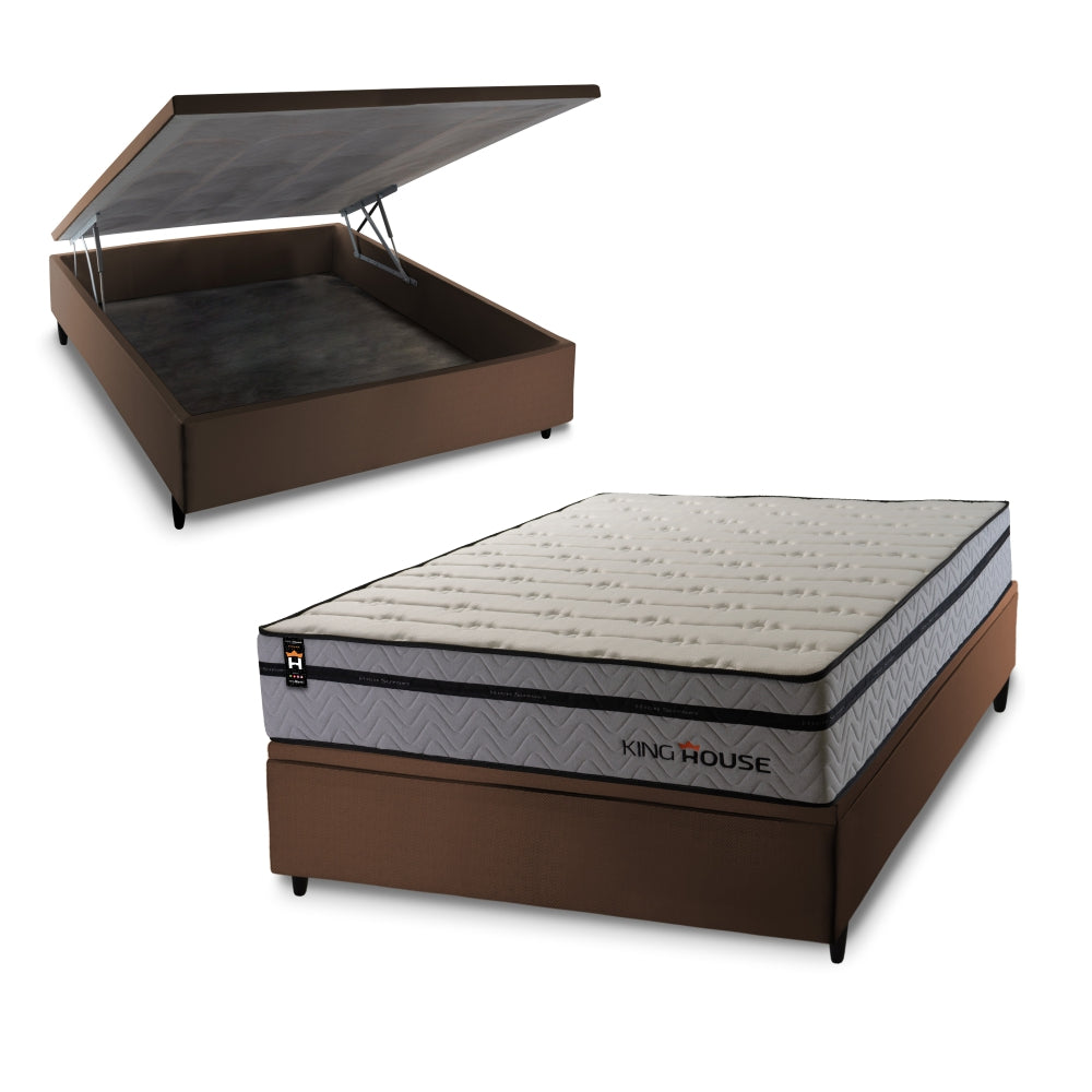 Cama Box Baú Preston 138x188 c/ Molas Ensacadas King House