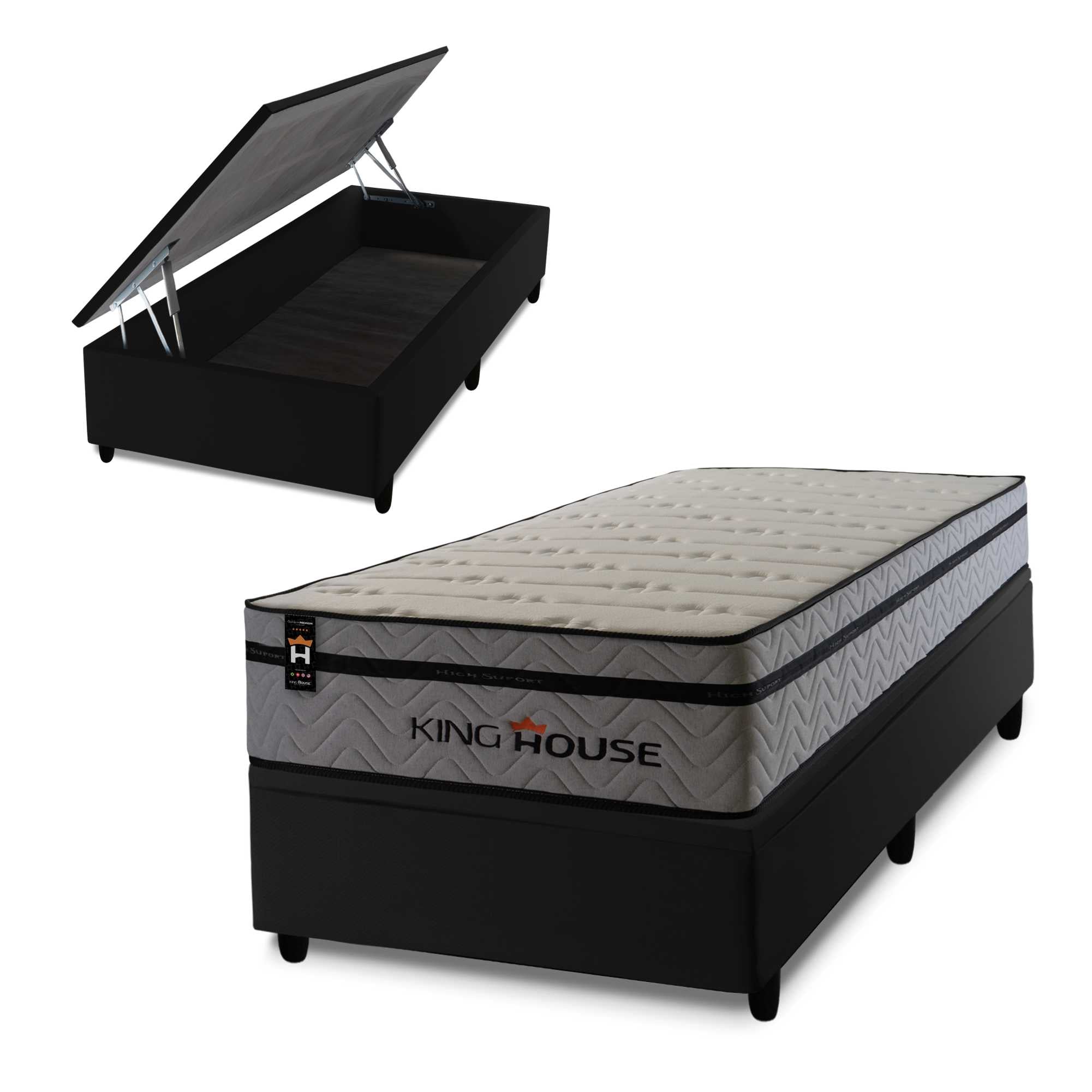 Cama Box Baú Preston 96x203 c/ Molas Ensacadas King House