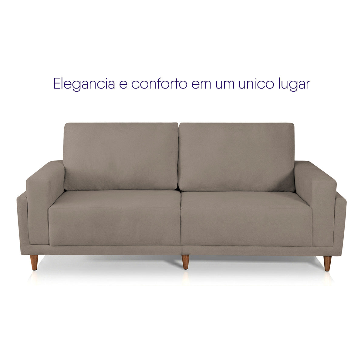 Sofá Living Privilege 2,15m Bouclê Marrom Pés de Madeira