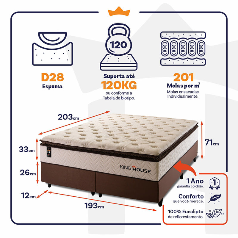 Cama Box Quartzo Molas Ensacadas King 193x203 King House