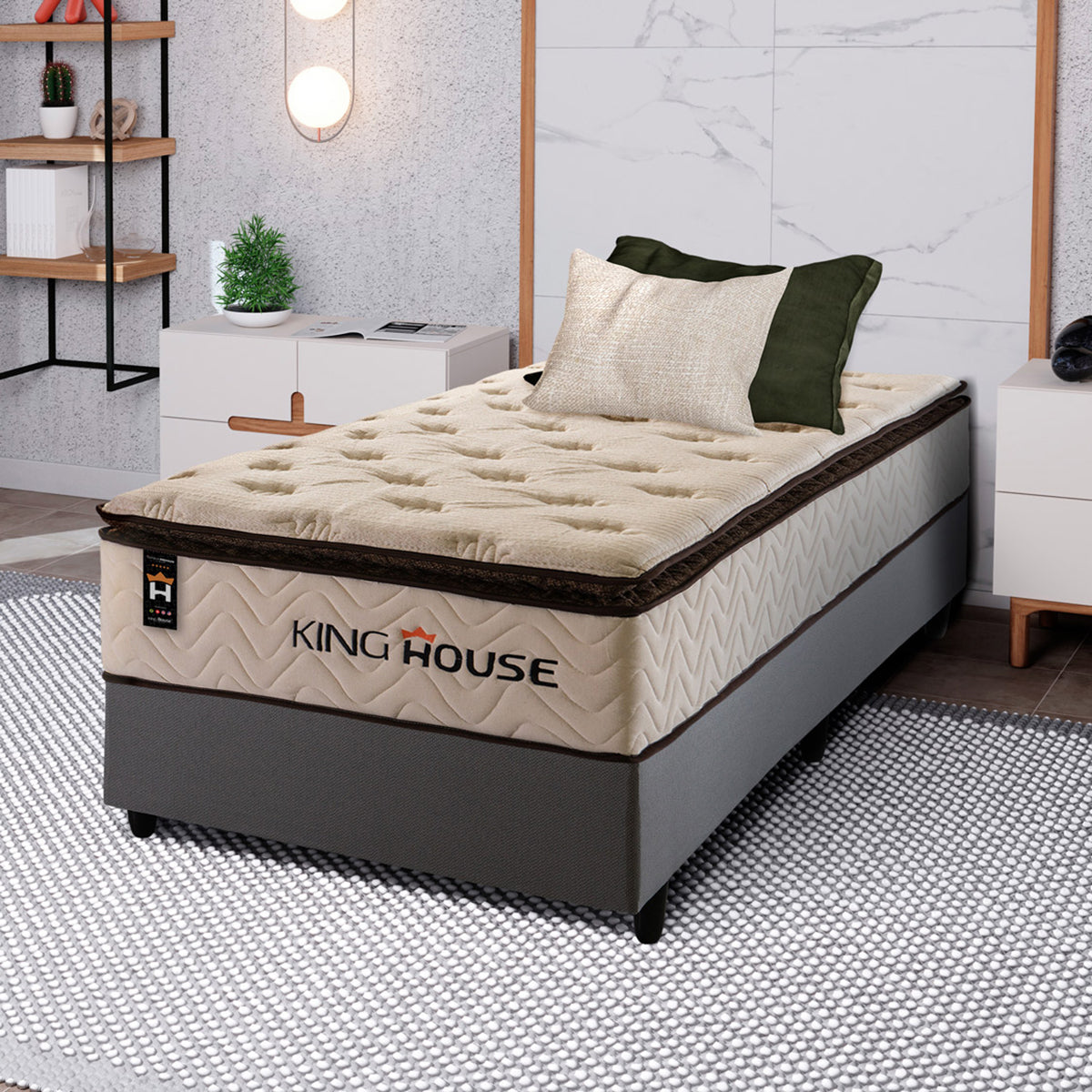 Cama Box Molas Ensacadas Quartzo Solteirão 96x203 King House