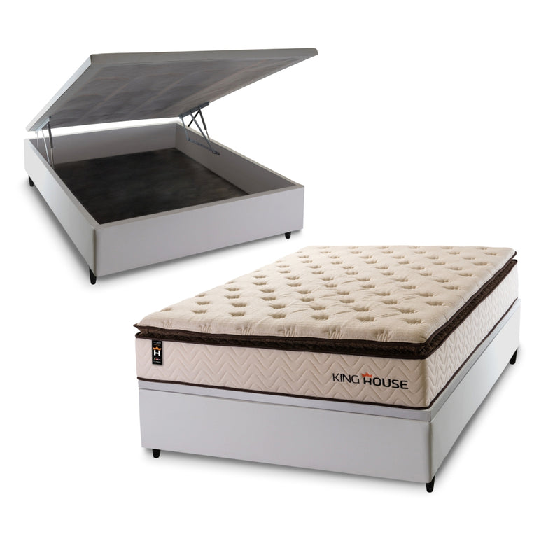 Cama Box Baú Quartzo 138x188 c/ Molas Ensacadas King House