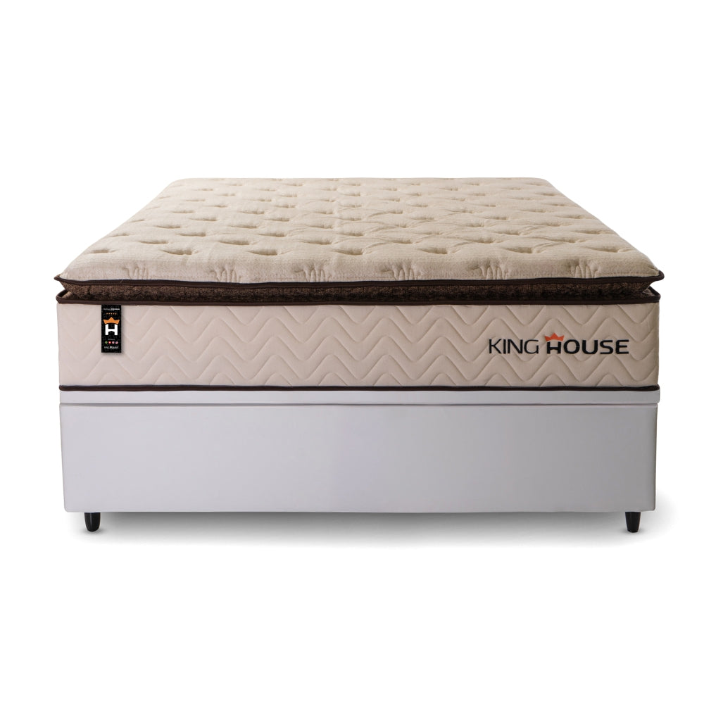 Cama Box Baú Quartzo 138x188 c/ Molas Ensacadas King House