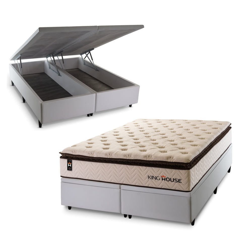 Cama Box Baú Quartzo c/ Molas Ensacadas 193x203 King House