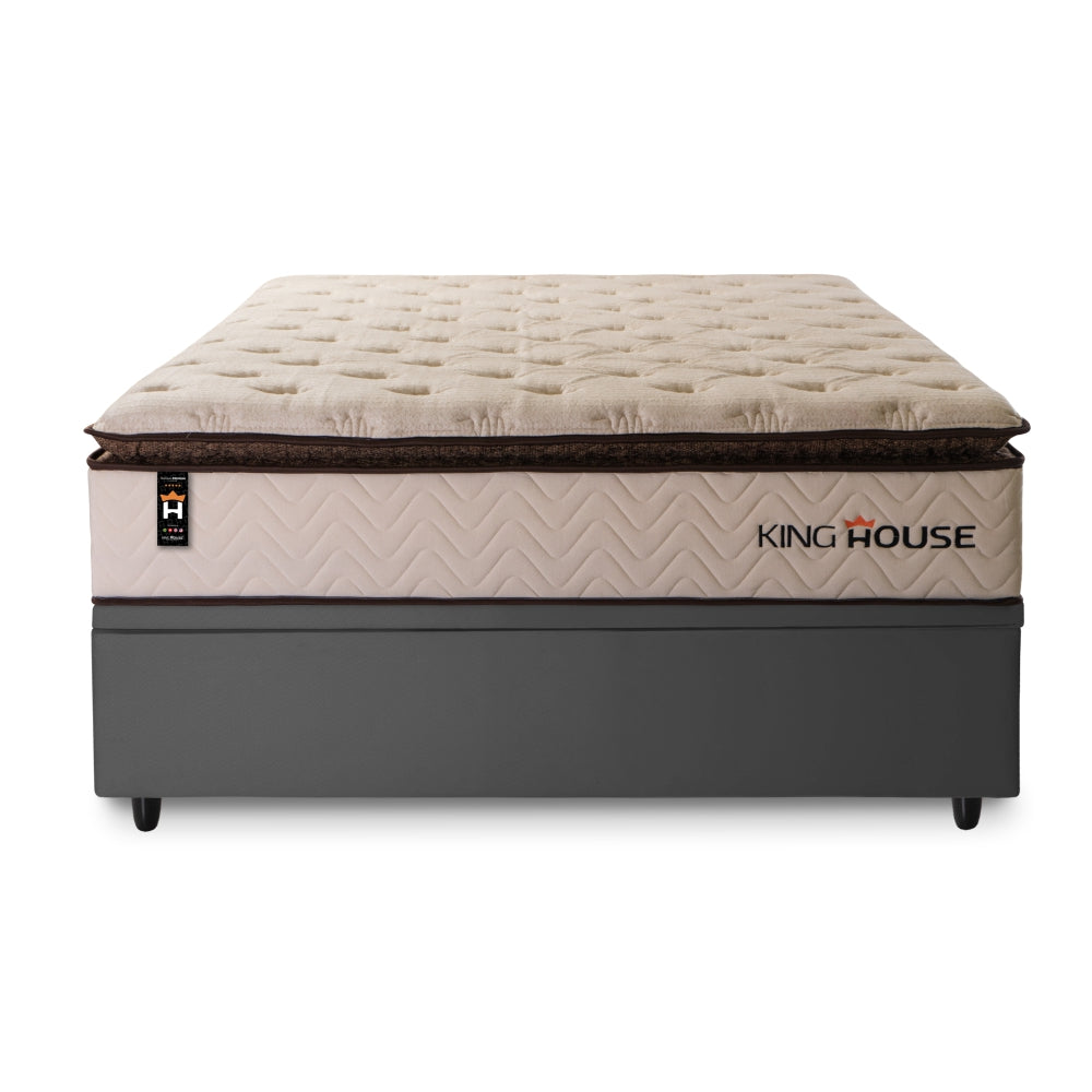 Cama Box Baú Quartzo 138x188 c/ Molas Ensacadas King House