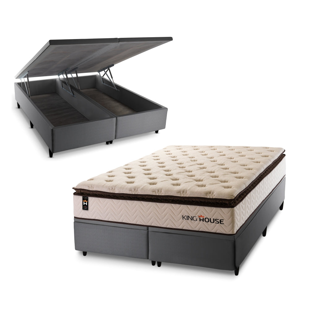 Cama Box Baú Quartzo c/ Molas Ensacadas 158x198 King House
