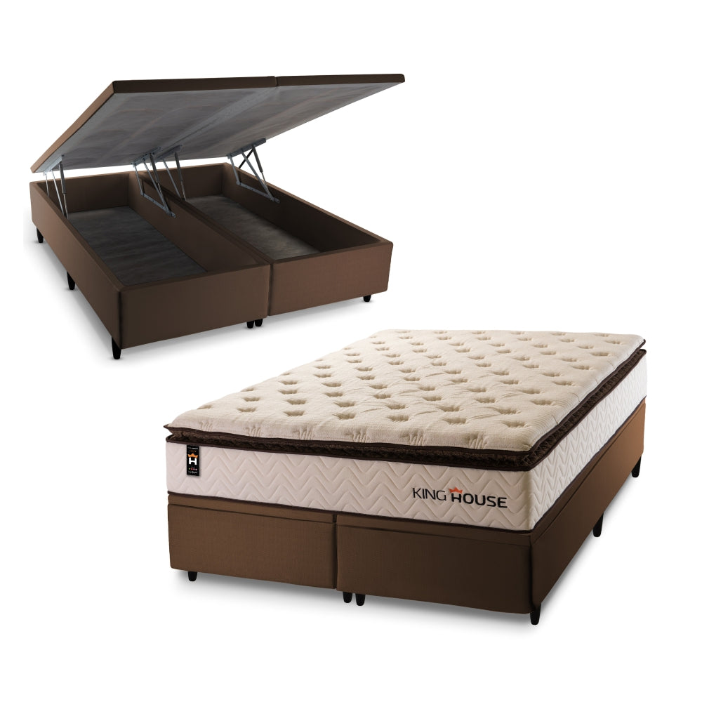 Cama Box Baú Quartzo c/ Molas Ensacadas 158x198 King House
