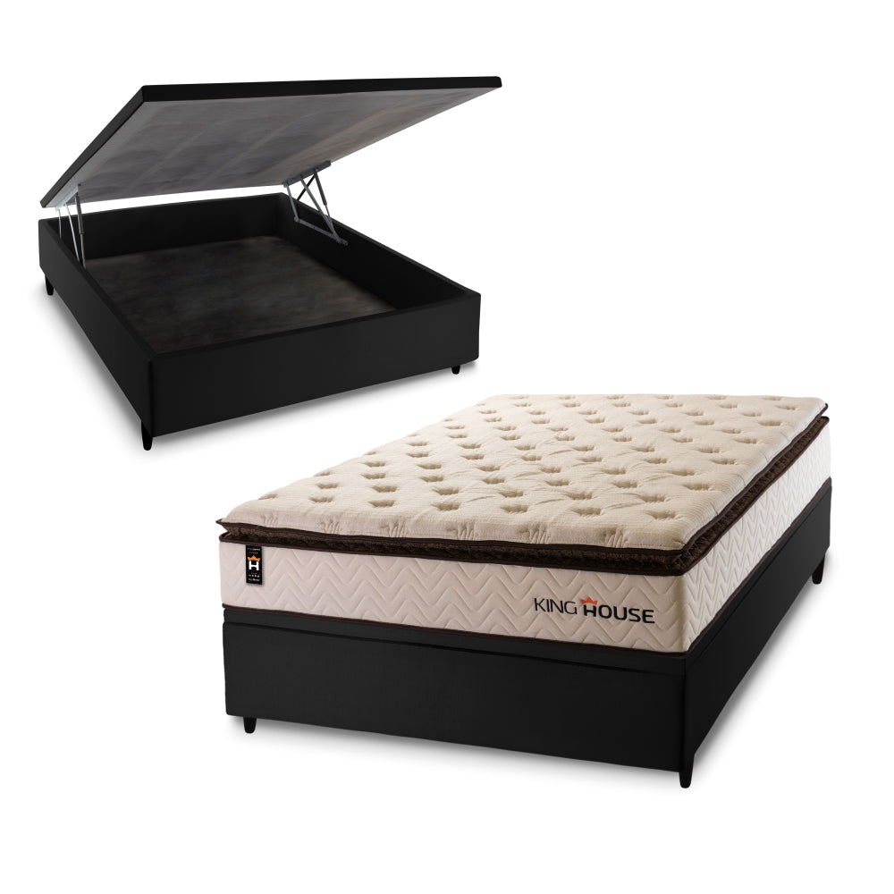 Cama Box Baú Quartzo 138x188 c/ Molas Ensacadas King House