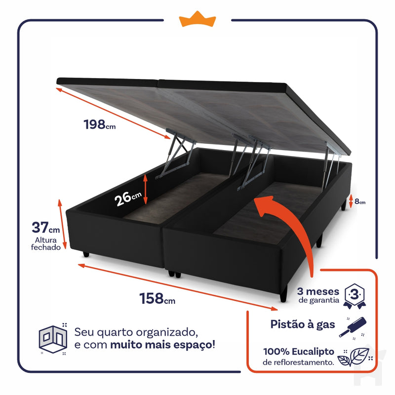 Cama Box Baú Quartzo c/ Molas Ensacadas 158x198 King House
