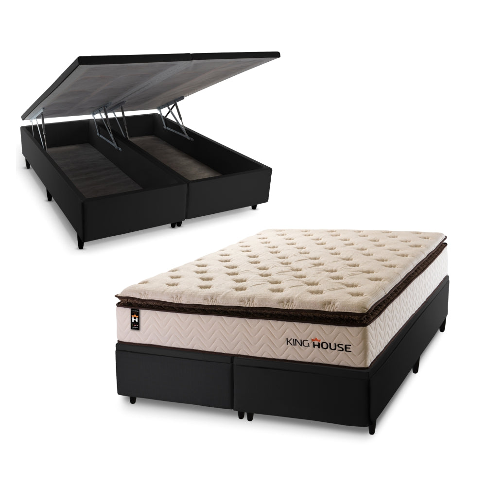 Cama Box Baú Quartzo c/ Molas Ensacadas 193x203 King House