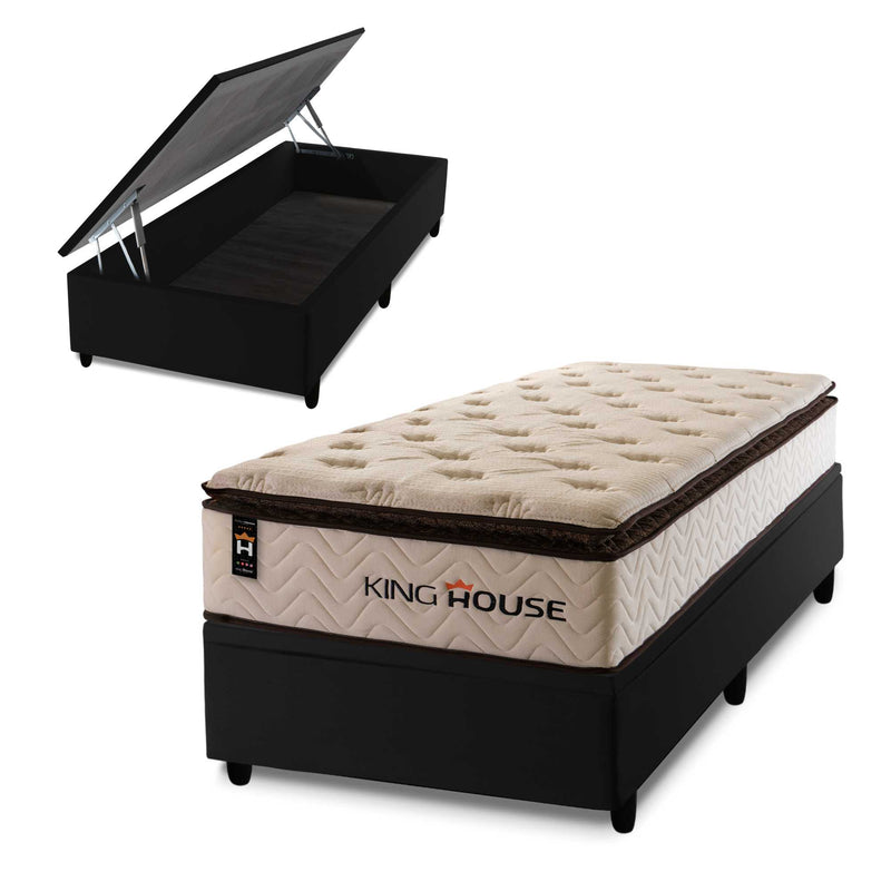 Cama Box Baú Quartzo 96x203 c/ Molas Ensacadas King House