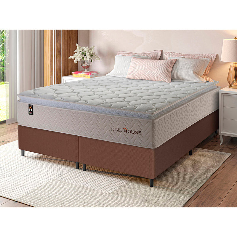 Cama Box Roma Molas Ensacadas Queen 158x198 Bege King House