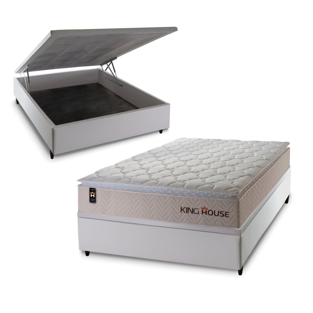 Cama Box Baú Roma 138x188 c/ Molas Ensacadas King House