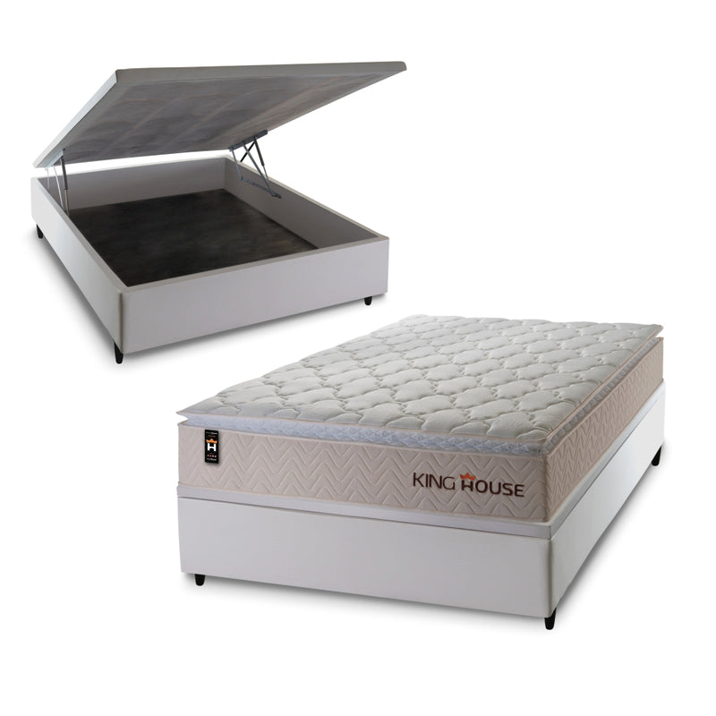 Cama Box Baú Roma 138x188 c/ Molas Ensacadas King House