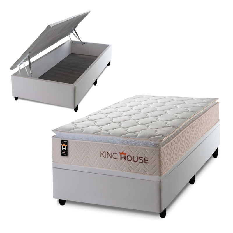 Cama Box Baú Roma 96x203 c/ Molas Ensacadas King House