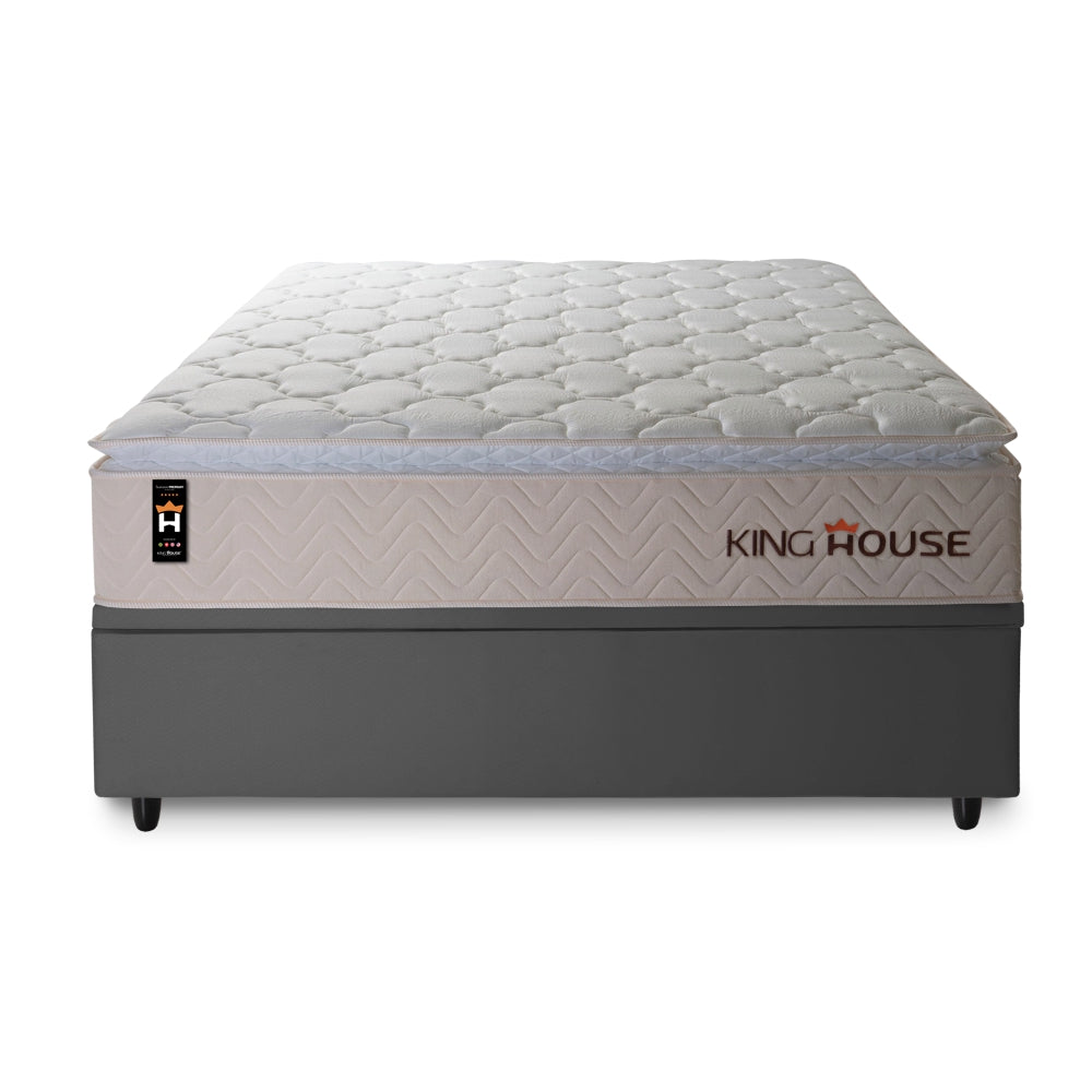 Cama Box Baú Roma 138x188 Bege C/ Molas Ensacadas King House