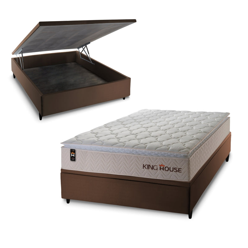 Cama Box Baú Roma 138x188 c/ Molas Ensacadas King House