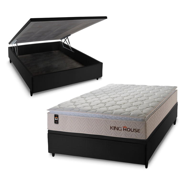 Cama Box Baú Roma 138x188 c/ Molas Ensacadas King House