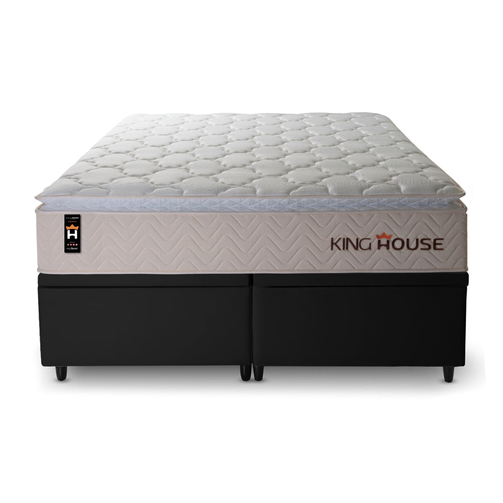 Cama Box Baú Roma c/ Molas Ensacadas 158x198 Bege King House