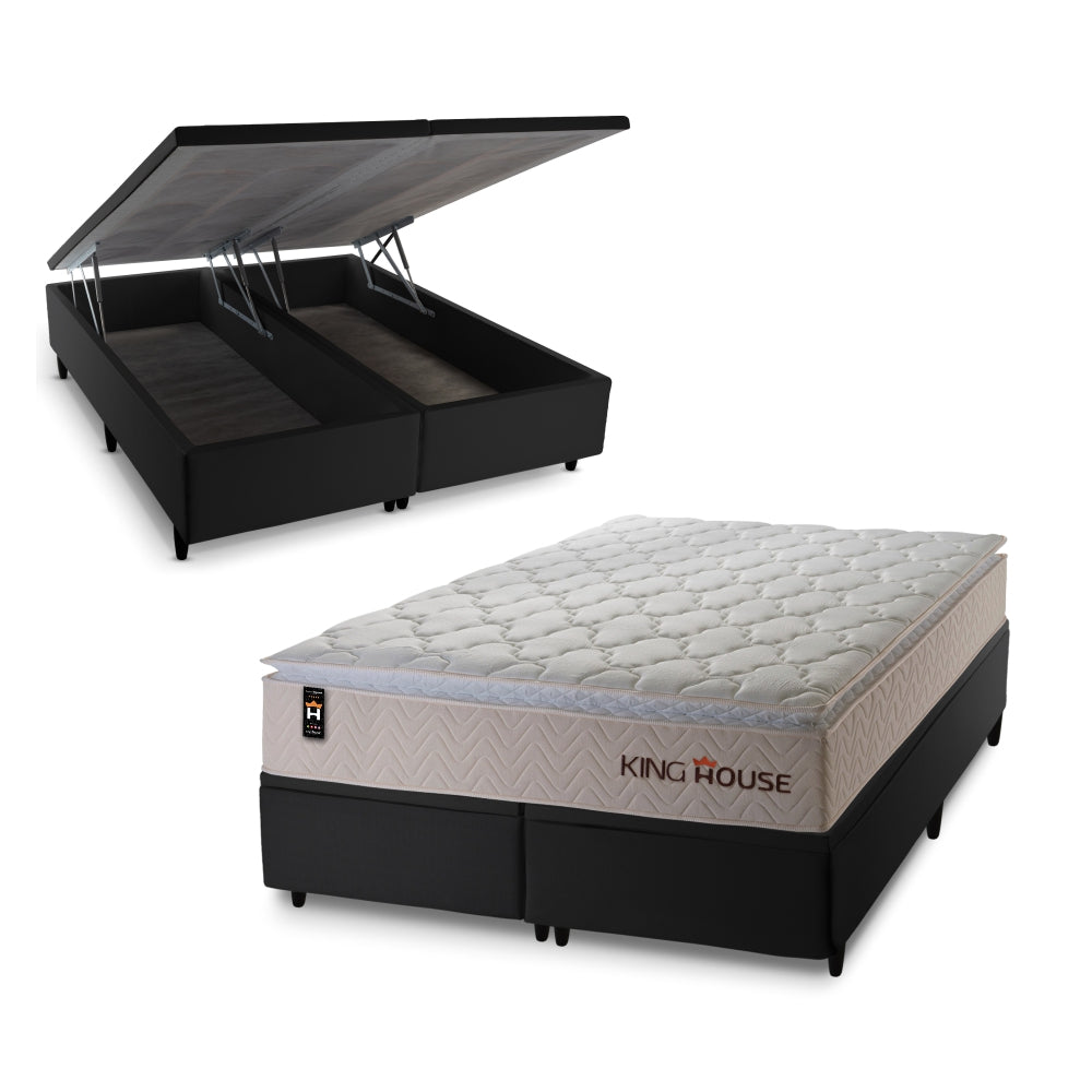 Cama Box Baú Roma c/ Molas Ensacadas 193x203 Bege King House