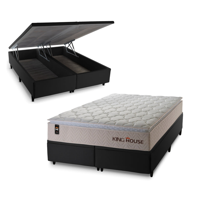 Cama Box Baú Roma c/ Molas Ensacadas 193x203 Bege King House