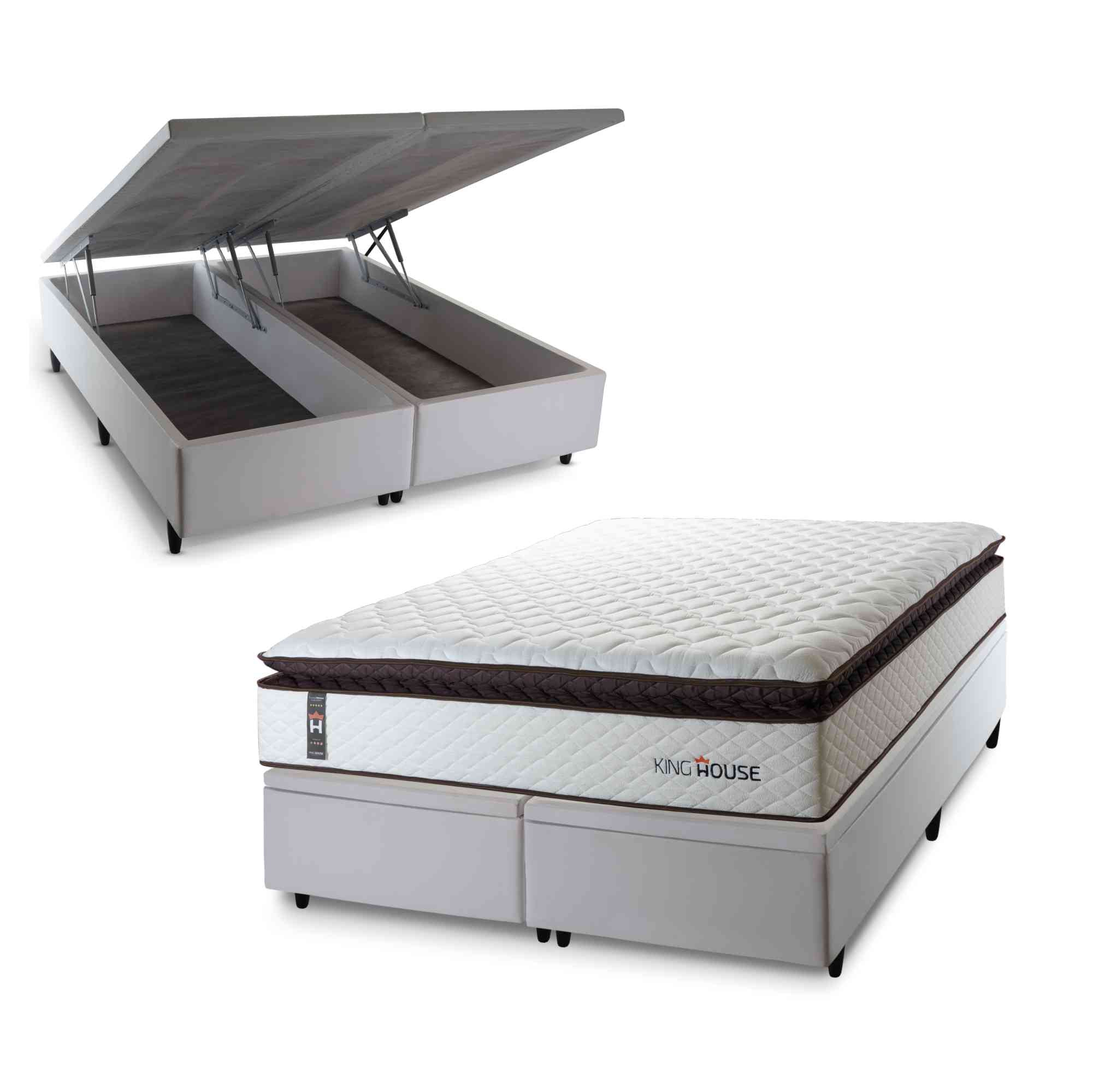Cama Box Baú San Diego Espuma D33 158x198 Branco King House