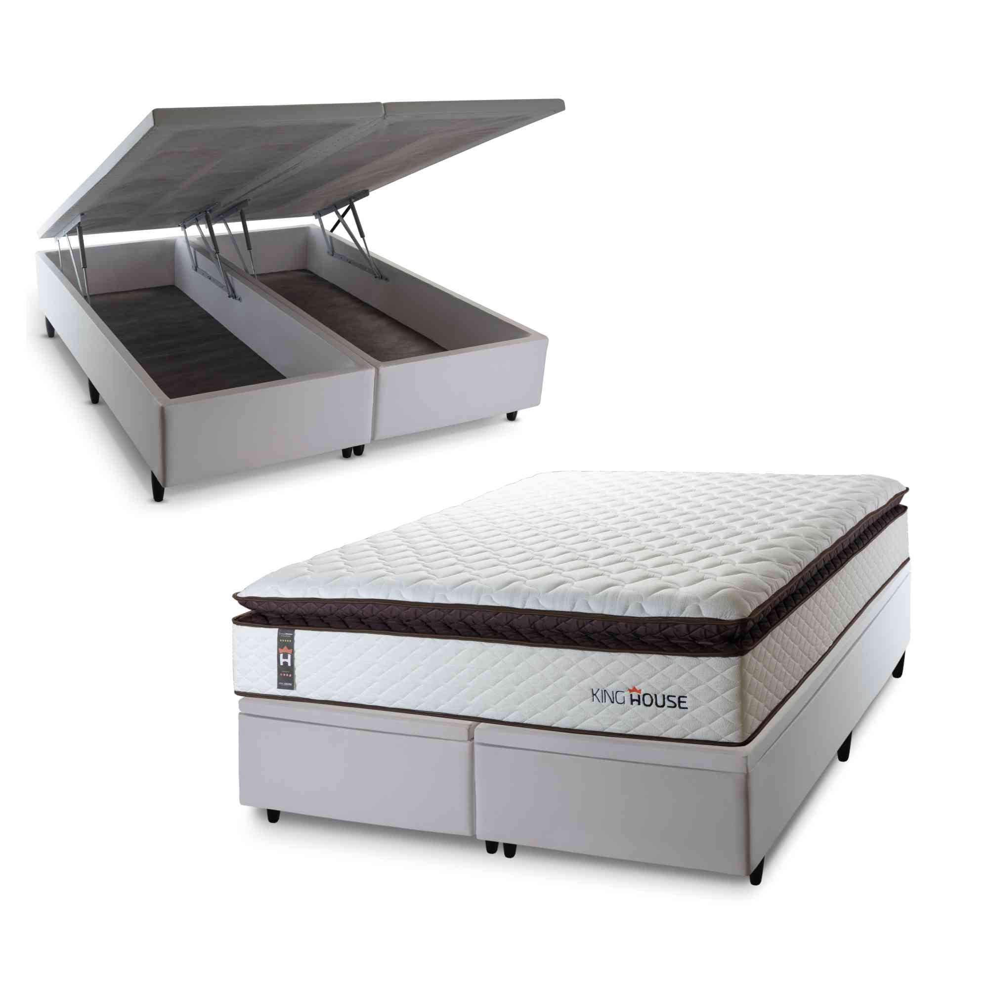 Cama Box Baú San Diego Espuma D33 193x203 Branco King House