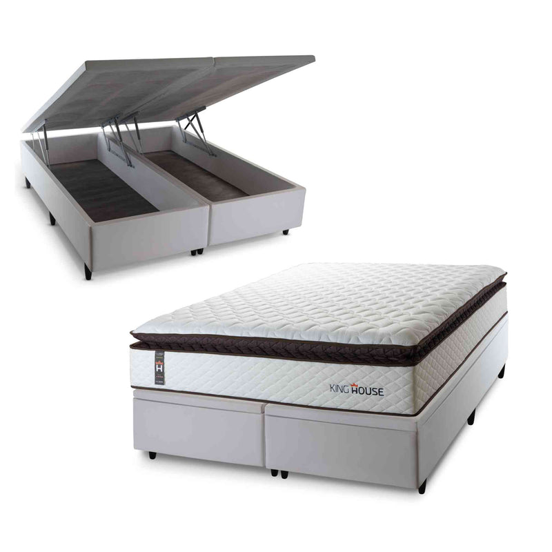 Cama Box Baú San Diego Espuma D33 193x203 Branco King House