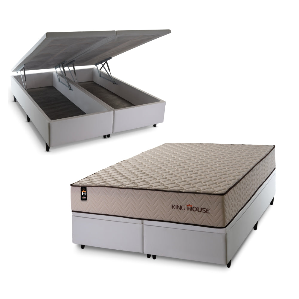 Cama Box Baú San Diego Espuma D33 193x203 Branco King House
