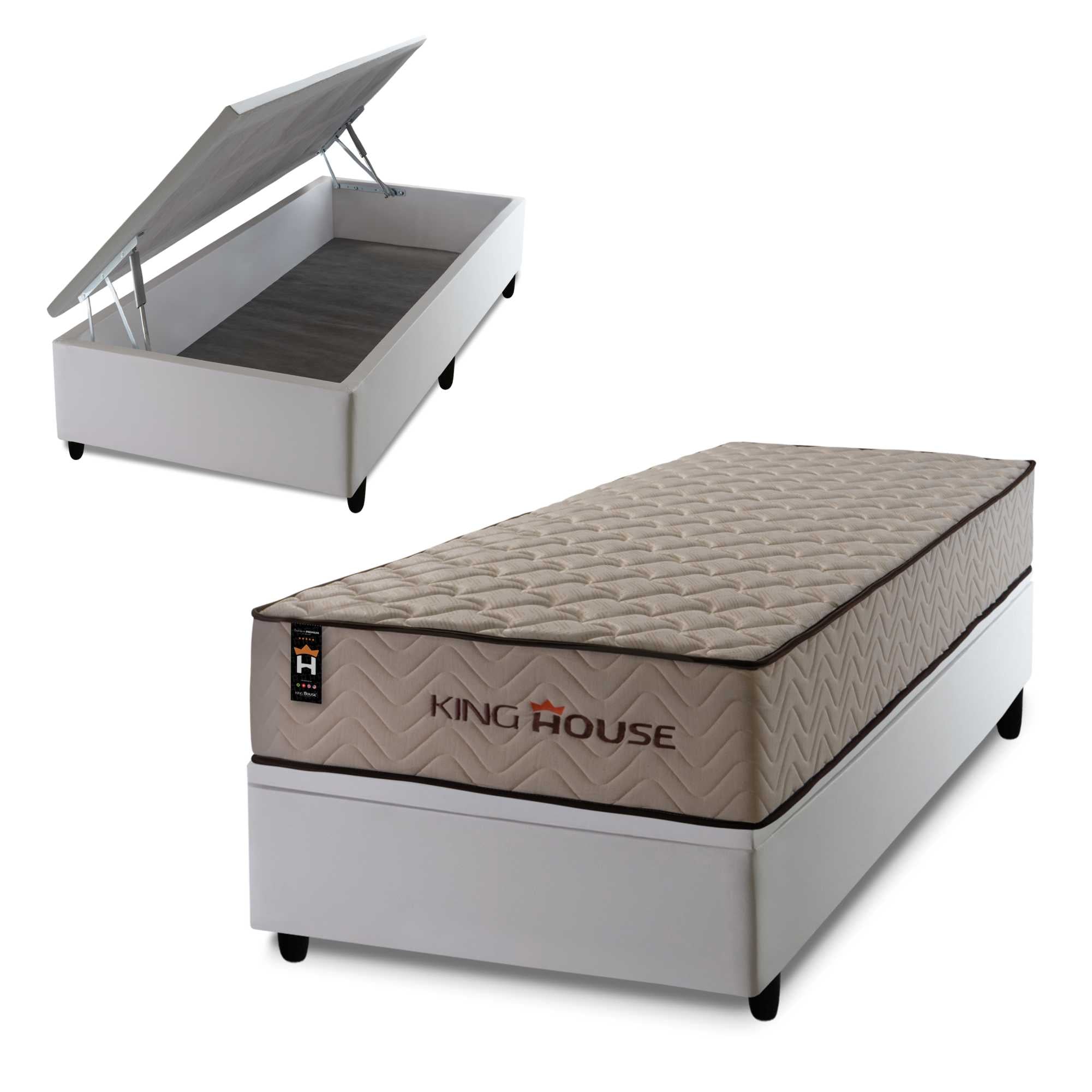 Cama Box Baú San Diego 88x188 Branco Espuma D33 King House