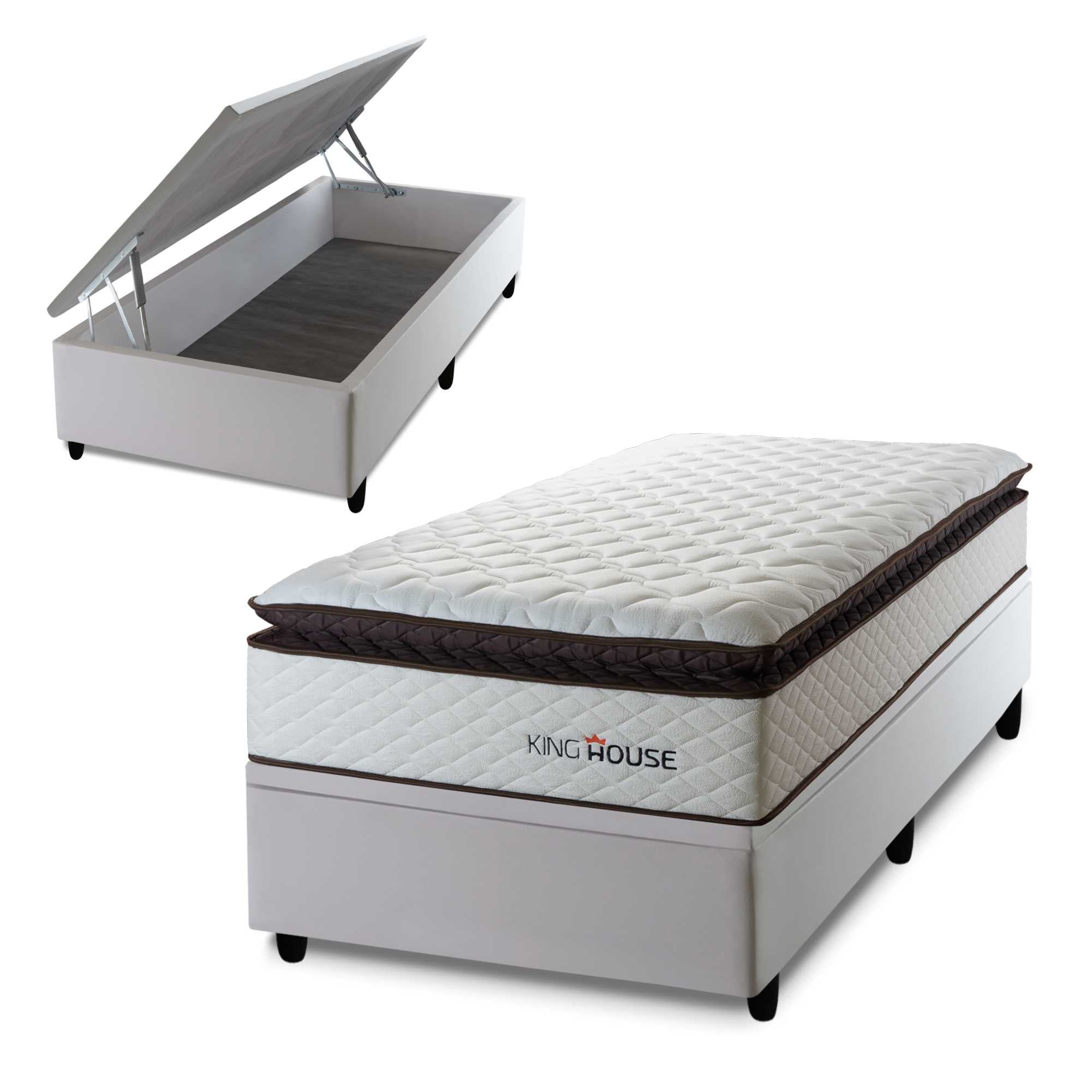 Cama Box Baú San Diego 96x203 Branco Espuma D33 King House