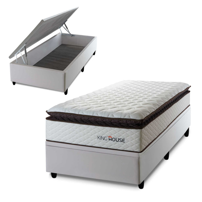 Cama Box Baú San Diego 96x203 Branco Espuma D33 King House