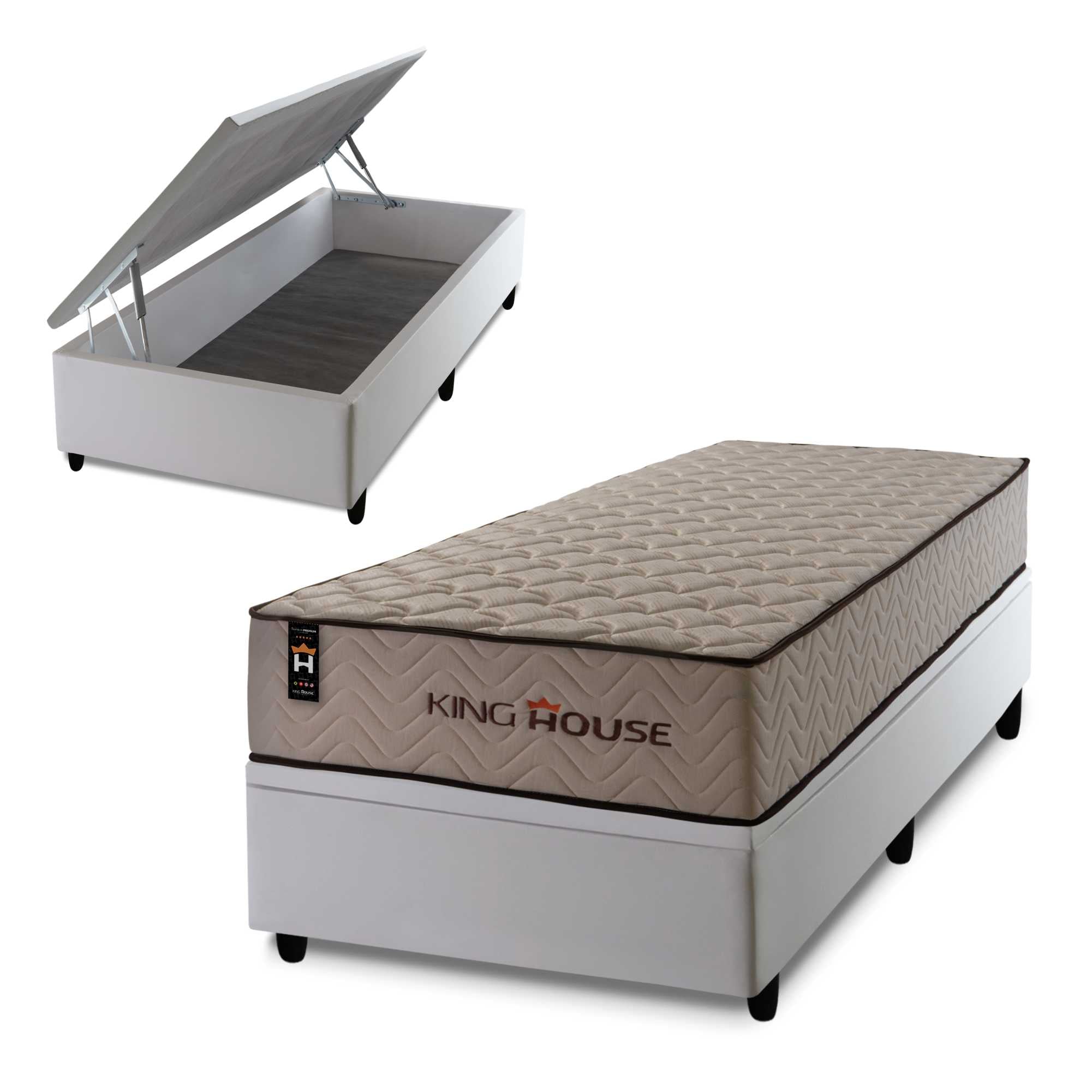Cama Box Baú San Diego 96x203 Branco Espuma D33 King House