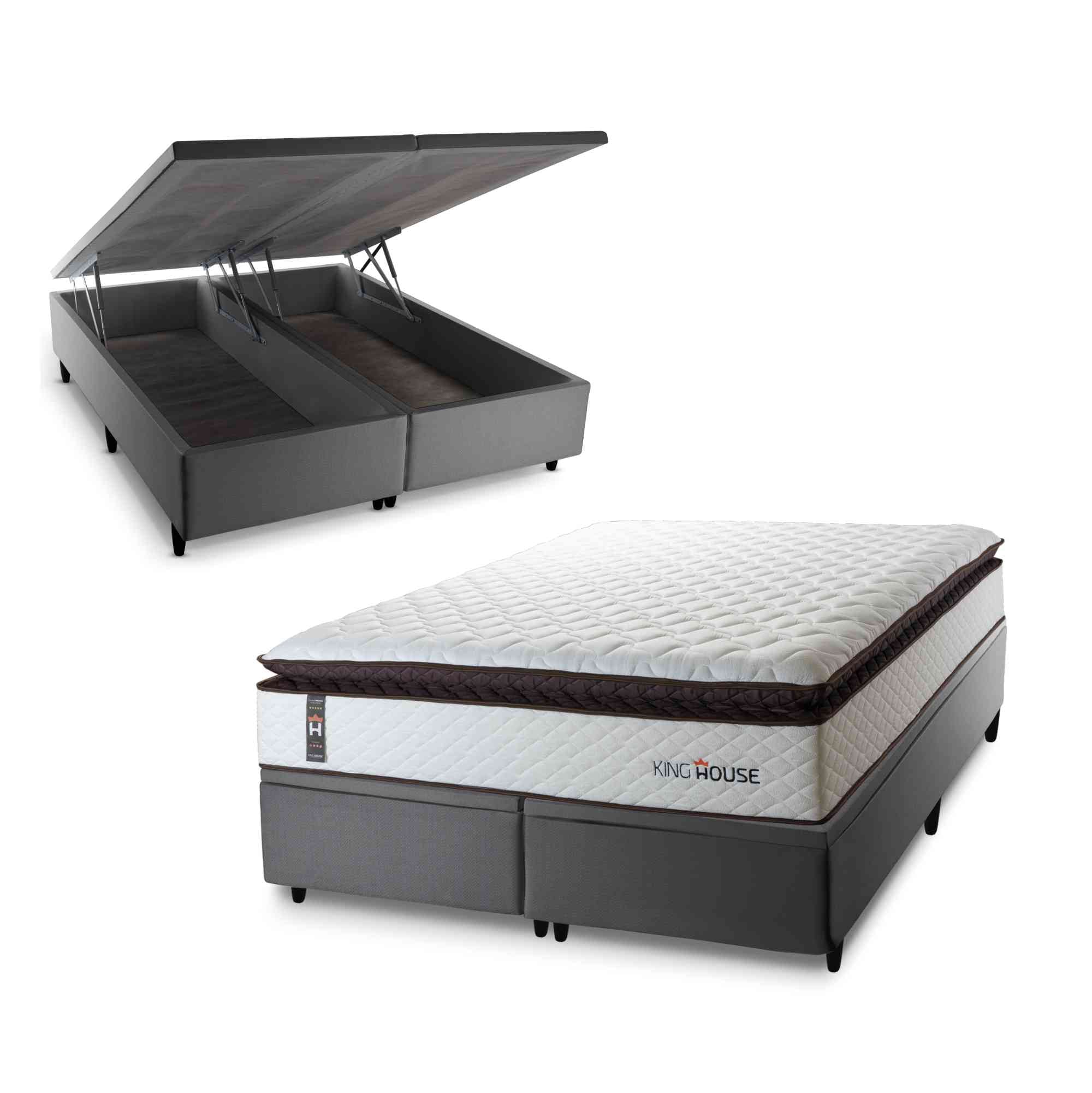 Cama Box Baú San Diego Espuma D33 193x203 Branco King House