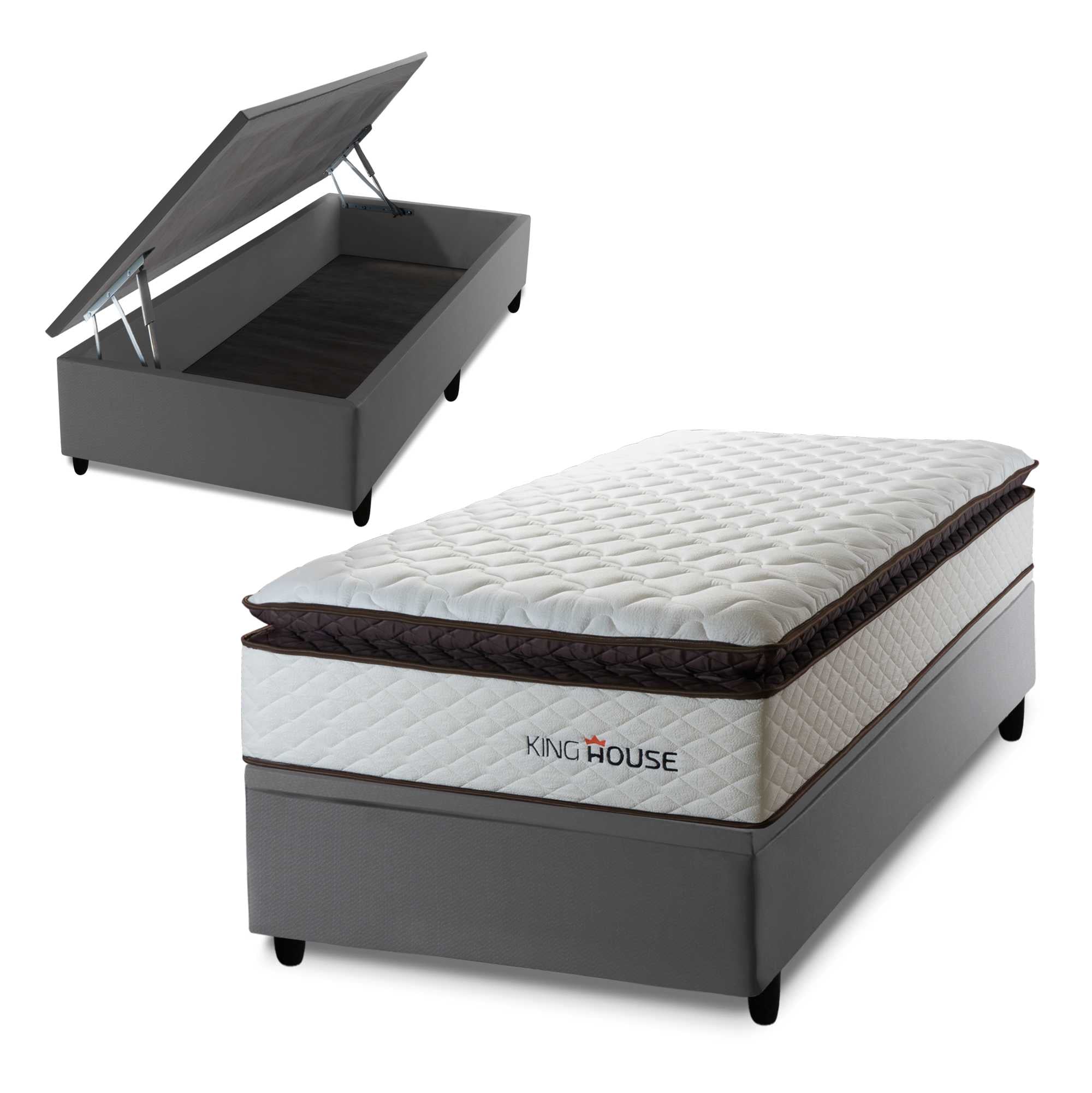Cama Box Baú San Diego 88x188 Branco Espuma D33 King House