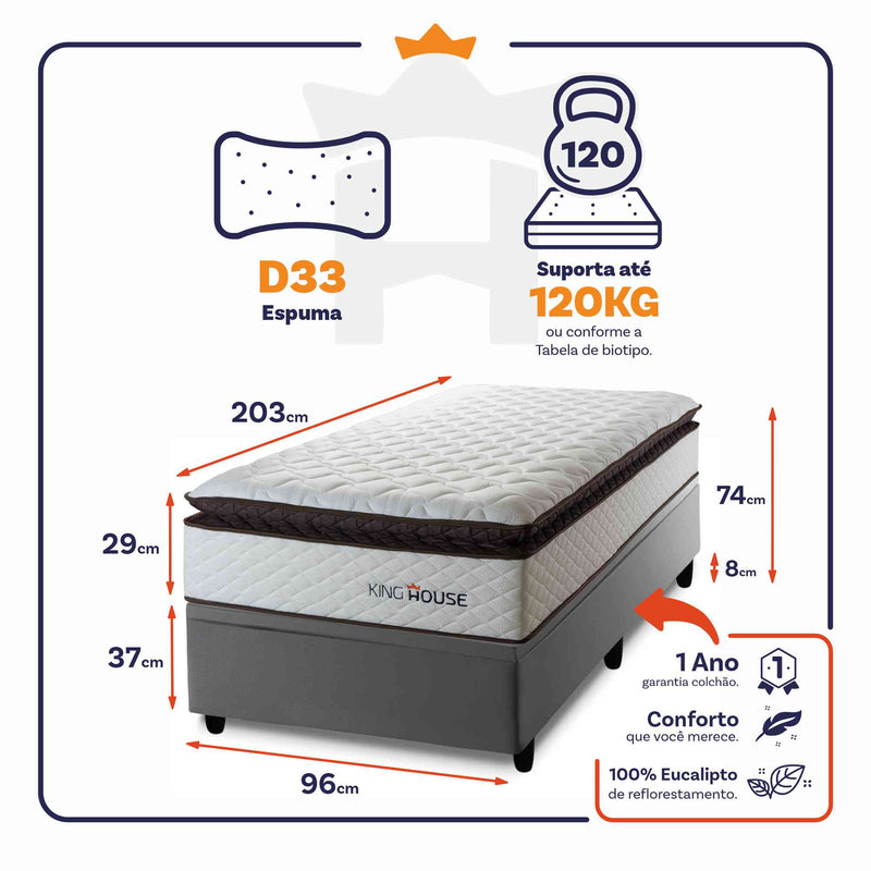 Cama Box Baú San Diego 96x203 Branco Espuma D33 King House