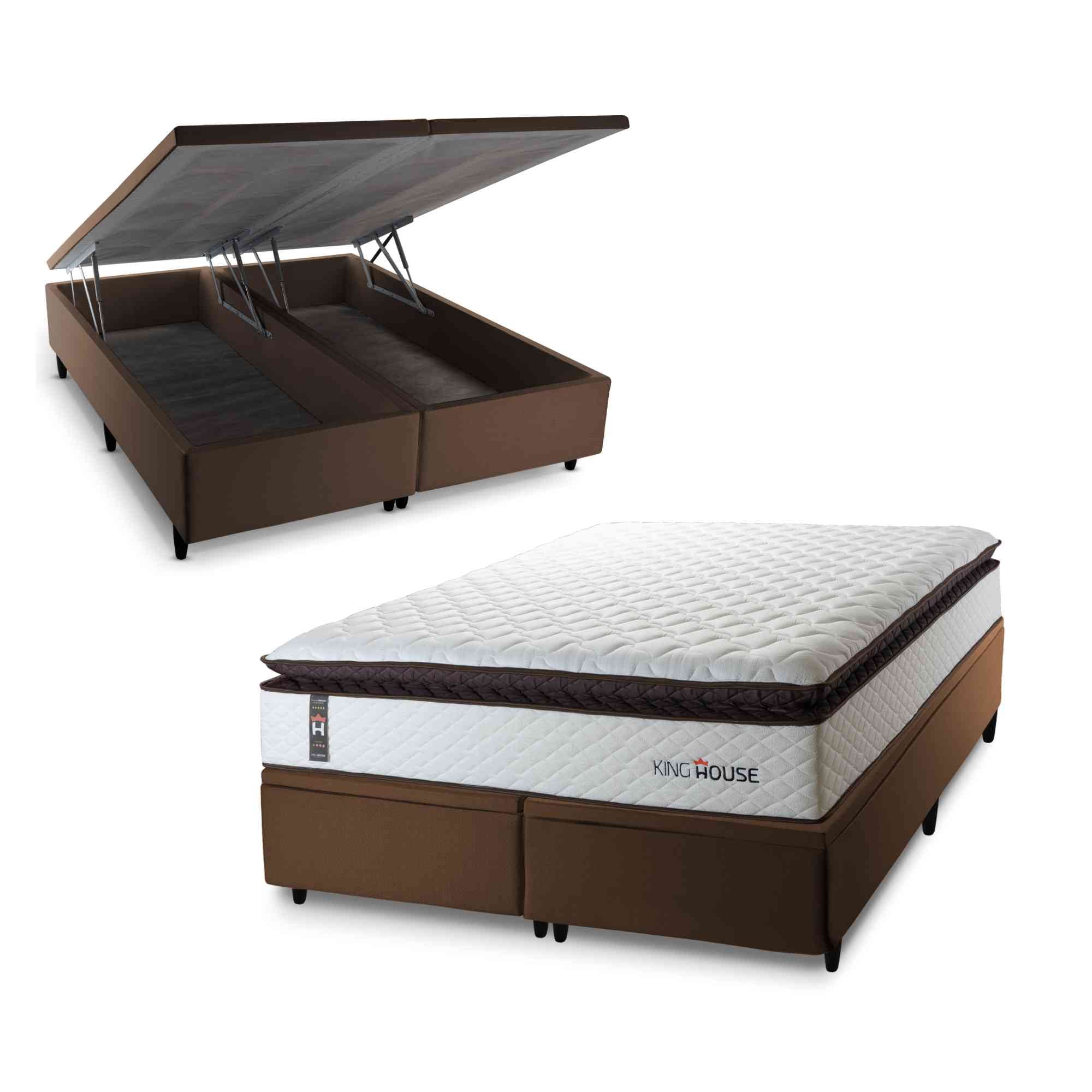 Cama Box Baú San Diego Espuma D33 158x198 Branco King House