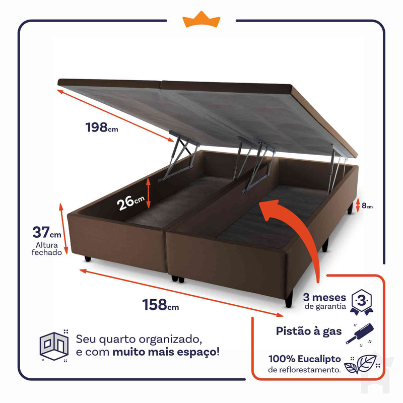 Cama Box Baú San Diego Espuma D33 158x198 Branco King House