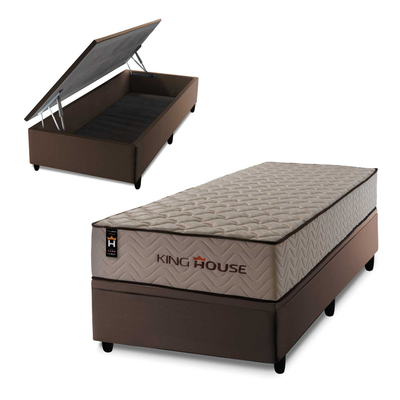 Conjunto Box Baú San Diego 96x203 Bege Espuma D33 King House