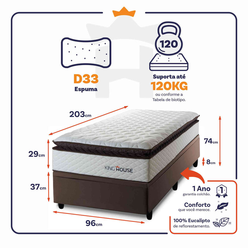 Cama Box Baú San Diego 96x203 Branco Espuma D33 King House