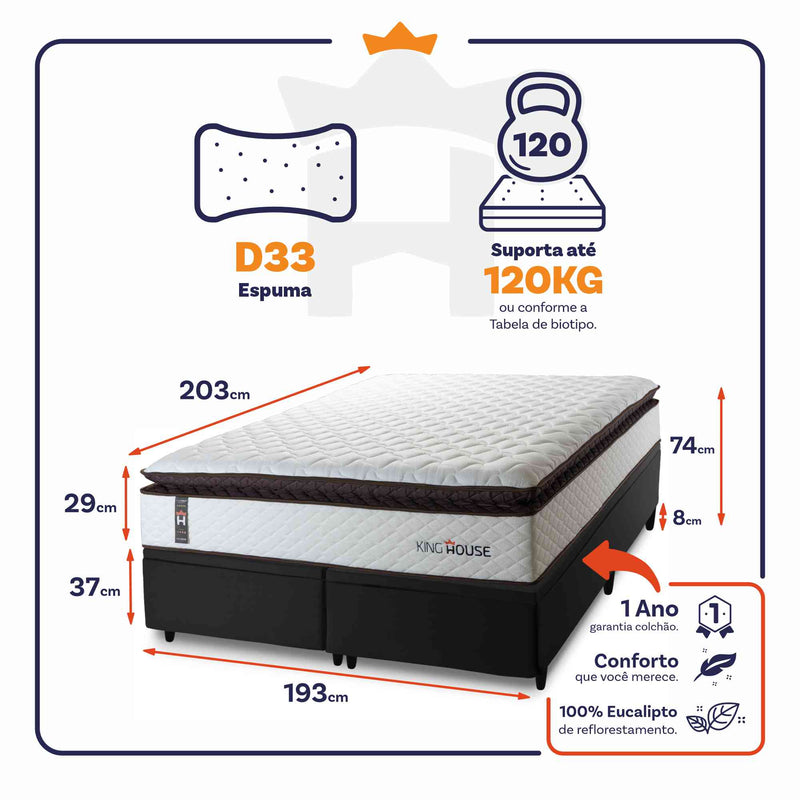 Cama Box Baú San Diego Espuma D33 193x203 Branco King House