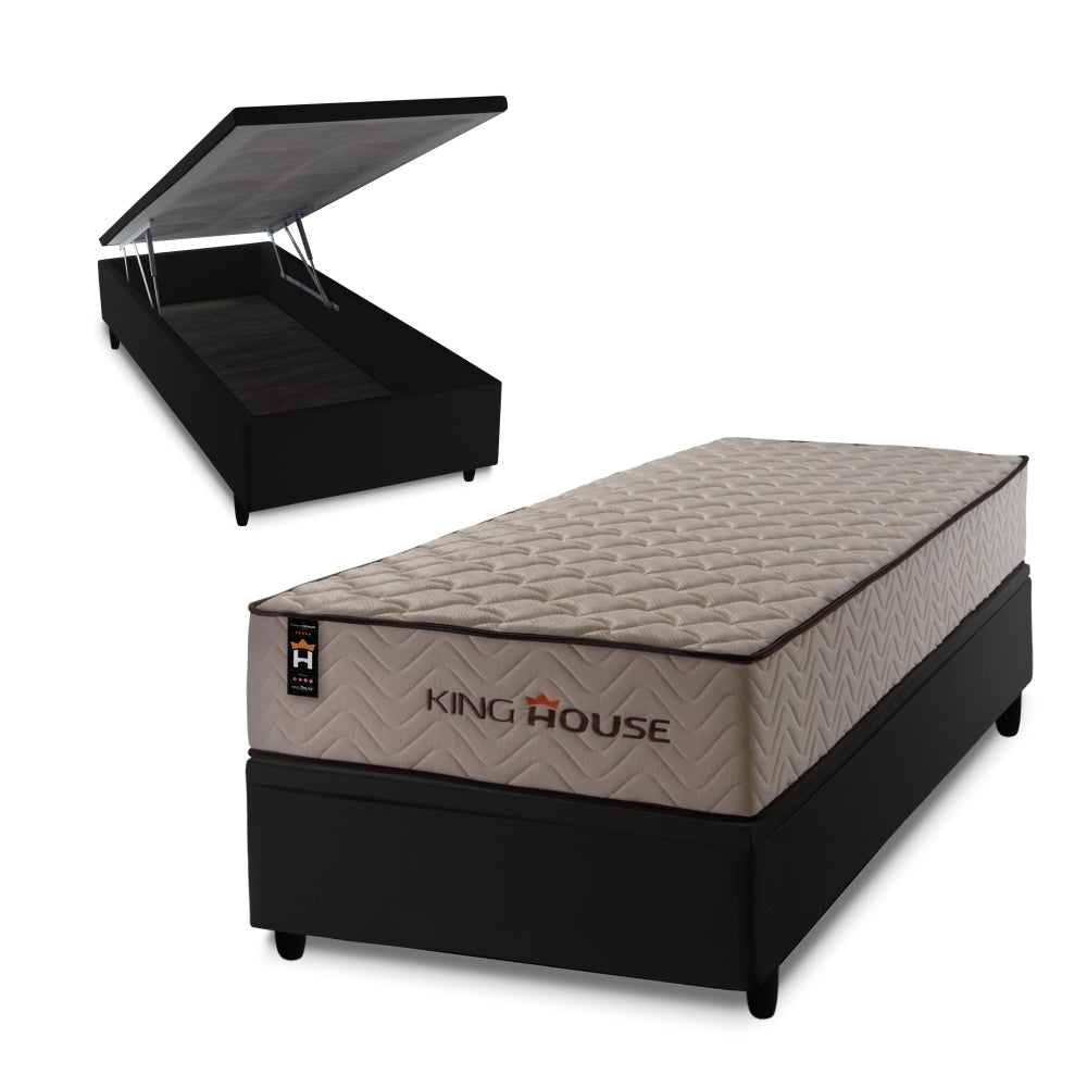 Cama Box Baú San Diego 88x188 Preto Espuma D33 King House