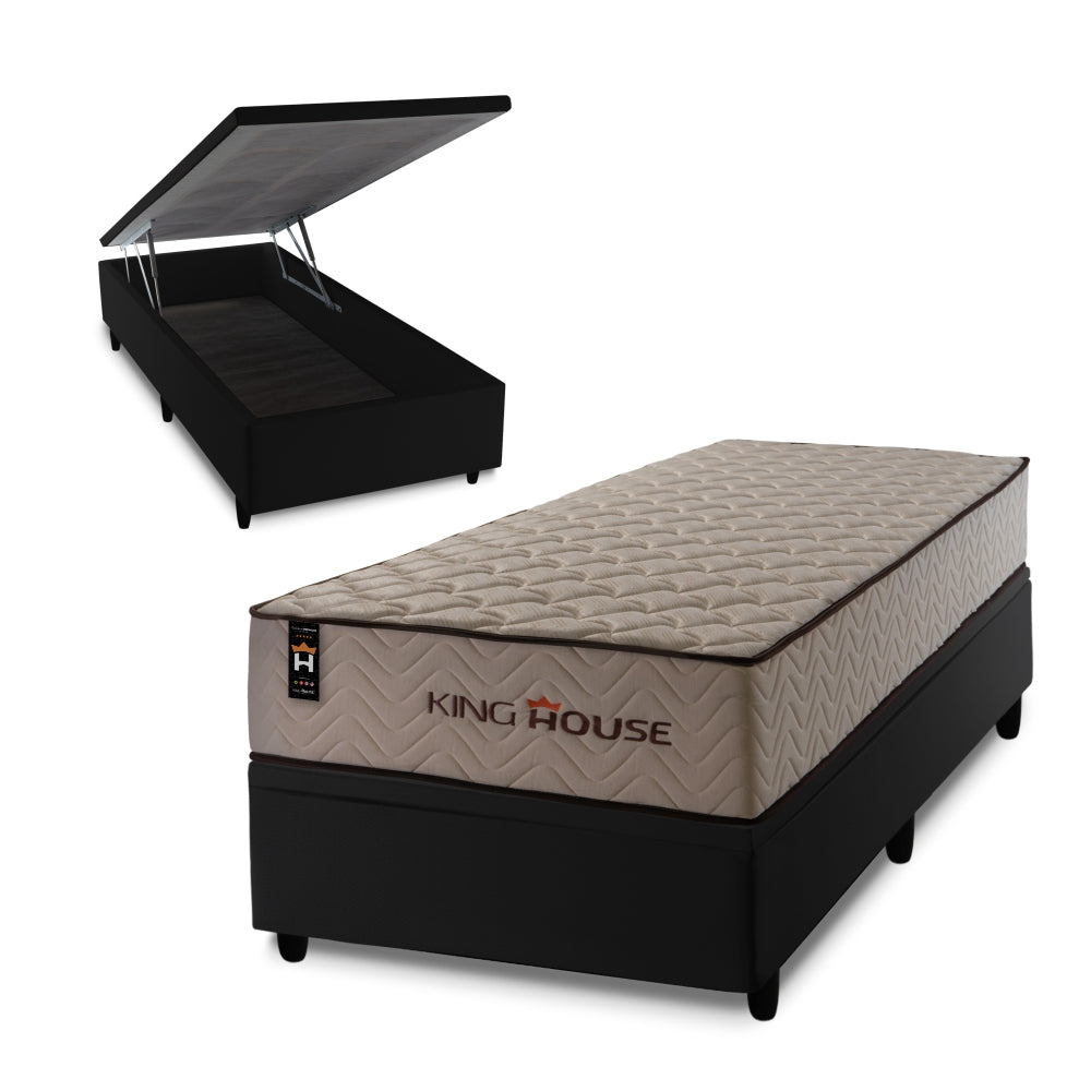 Cama Box Baú San Diego 96x203 Preto Espuma D33 King House