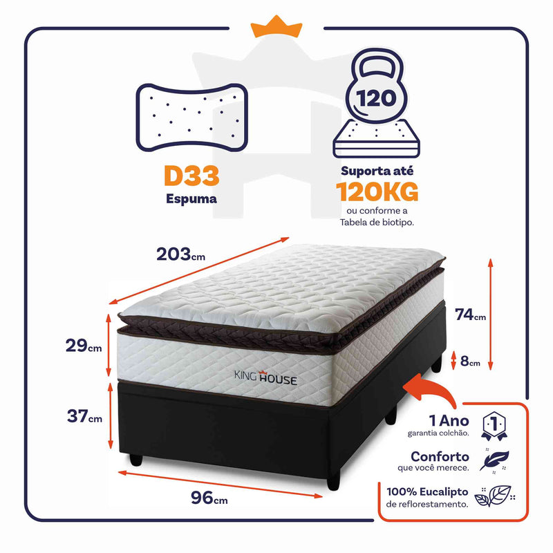 Cama Box Baú San Diego 96x203 Branco Espuma D33 King House