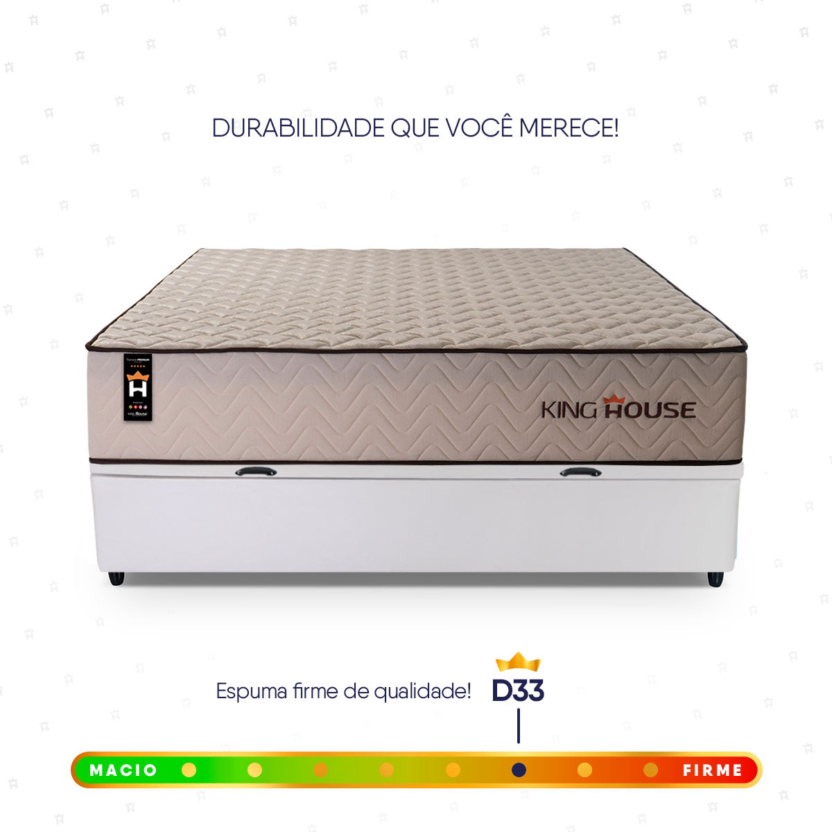 Cama Box Baú San Diego 138x188 Bege e Branco Espuma D33